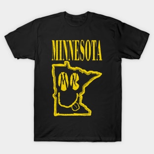 Minnesota Grunge Smiling Face Black Background T-Shirt